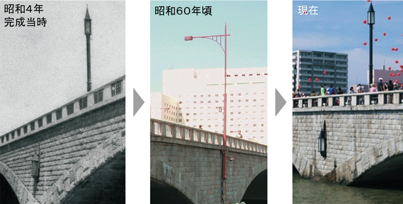 【図4】復元された照明灯・橋側灯
