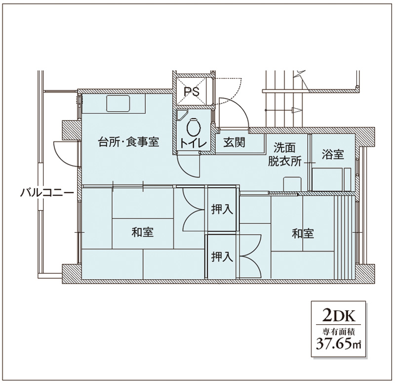 リノベーションの対象となった「熊谷団地」の旧プラン